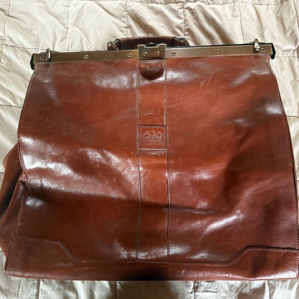 Valentino brown leather weekend bag